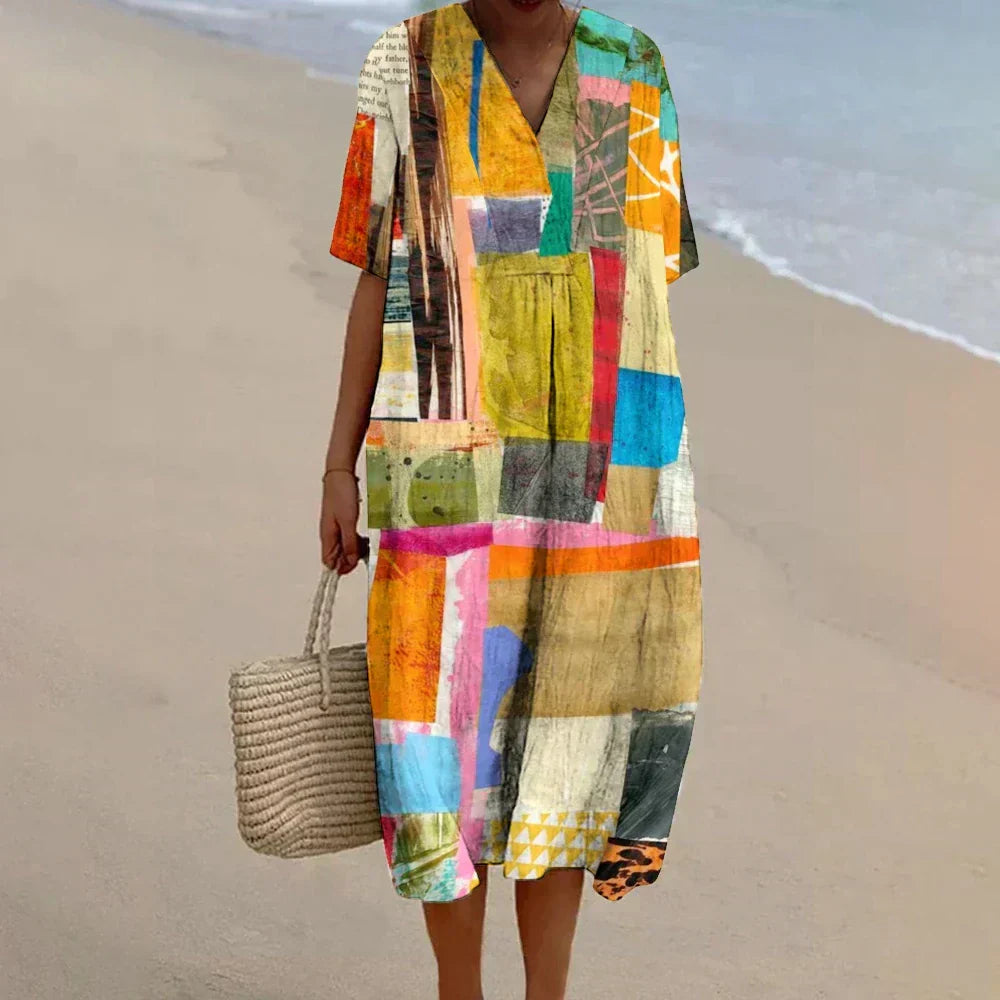 Stella™ - Trendy Colourful Cotton Linen Baggy Dress